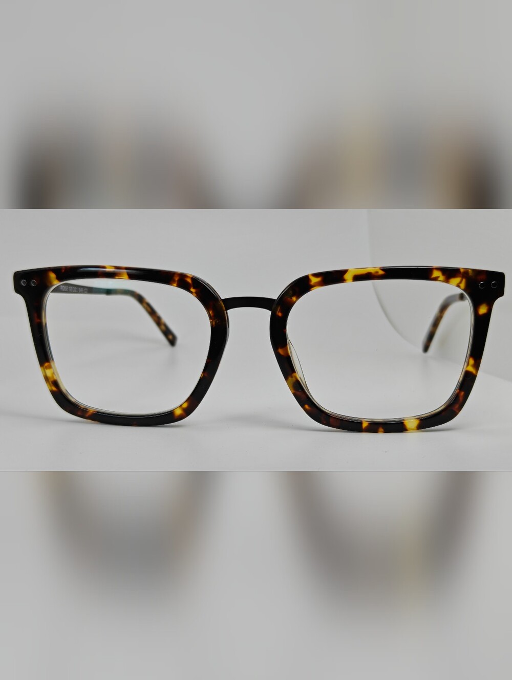 Poise. Tortoiseshell Square. Dark Brown Metal Glasses. Spring Hinge.
